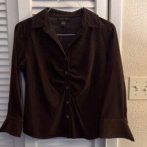 Ladies brown suede cloth blouse.
